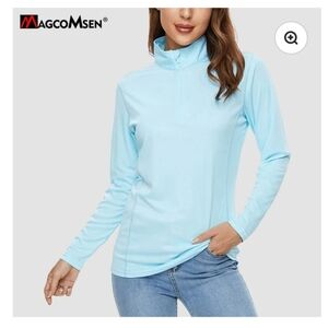 Half Zip Quick Dry Light shirt. Blue Women's Long Sleeve athletic Top Sz: Small